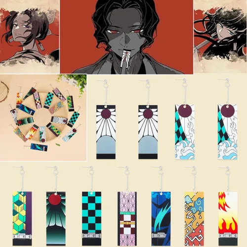 Miniatura 8 de Tanjiro - Pendientes colgantes para mujer, anime cosplay para hombres, Kimetsu No Yaiba, anime cosplay, regalo de Navidad para niñas, Acrílico, otro