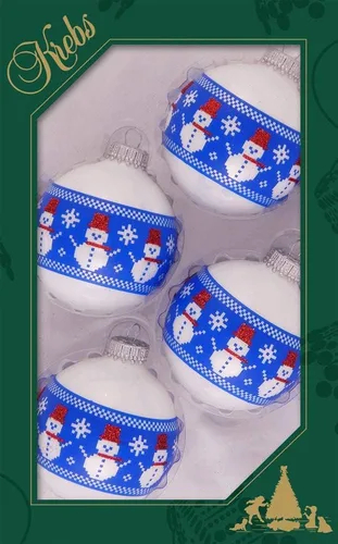 Miniatura 27 de Adornos de árbol de Navidad de vidrio - 67 mm/2.625" [4 piezas] Bolas decoradas de Adornos navideños sin costuras para colgar de Christmas by Krebs