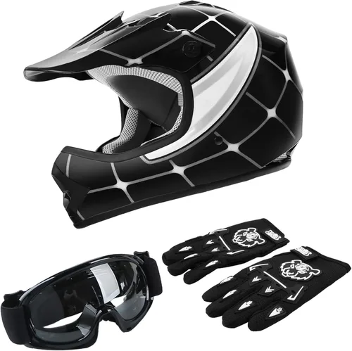 Miniatura 16 de TCT-MOTORPARTS DOT - Casco de motocross para niños y jóvenes, casco de cara completa para motocross, ATV, todoterreno, casco de cuatro ruedas, araña