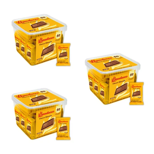 Bauducco Galletas Choco Biscuit – Galletas crujientes cubiertas de chocolate, envueltas individualmente para aperitivos, postres y loncheras, 25.3