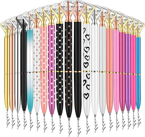 Miniatura 9 de PASISIBICK 20 bolígrafos de diamante de bonitos y hermosos bolígrafos de diamantes de cristal para mujeres, regalos de decoración de boda, despedida