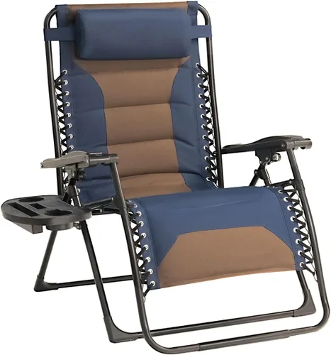 Miniatura 16 de Zero Gravity - Juego de 2 sillas reclinables plegables de gran tamaño, acolchadas antigravedad con almohada ajustable y portavasos para campamento