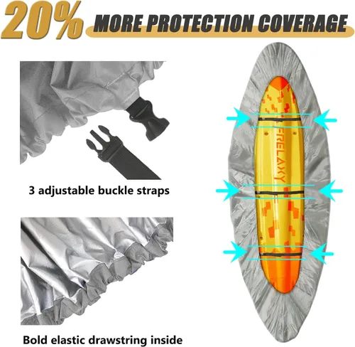Miniatura 3 de Frelaxy Funda de Kayak 420D, Fundas de Kayak Impermeables Resistente a los Rayos UV de Alta Resistencia para Almacenamiento al Aire Libre, Funda