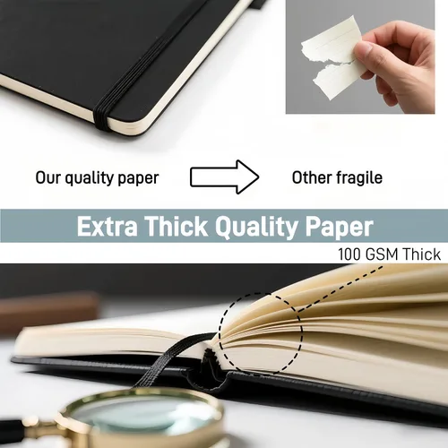 Miniatura 5 de KaiRuiYing Cuaderno de diario rayado con soporte para bolígrafo, 320 páginas, 7.6 x 10.3 pulgadas, papel grueso B5-100 GSM, para escribir, trabajo