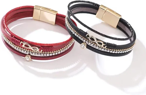 Miniatura 2 de KunBead Pulsera de cuero infinito para mujer, hecha a mano, trenzada, bohemia, multicapa, pulsera de pulsera para cumpleaños