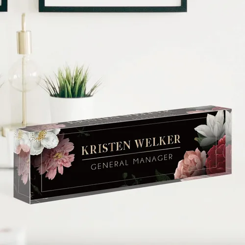 Miniatura 31 de Placa de nombre de escritorio personalizada, placa de nombre de acrílico de margarita africana de alta calidad, placa de nombre personalizada