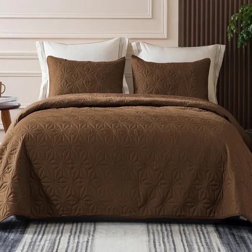 Miniatura 20 de Whale Flotilla - Juego de ropa de cama King, colchas suaves color beige brillante para cama King, tamaño King para todas las estaciones, 3 piezas