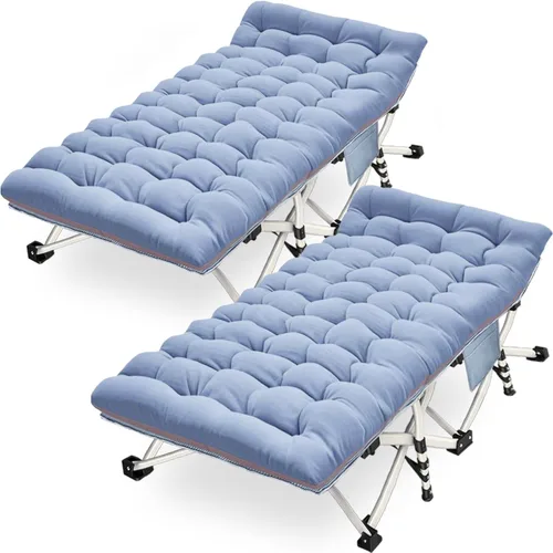 Miniatura 8 de COLMERD Catre de camping con cómodo colchón para dormir con almohadilla resistente cama de camping catre de dormir incluye bolsa de transporte