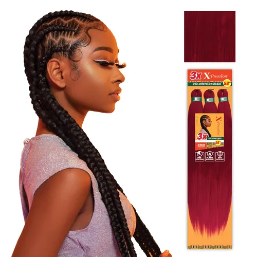Miniatura 29 de Sensationnel X-Pression - Trenzas prestiradas, 3 unidades, 58 pulgadas, paquete de 1 unidad, 1B