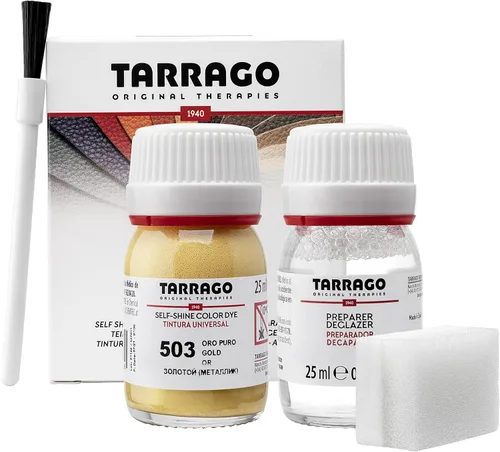 Kit de Tinte para Cuero Tarrago con Desglasador y Aplicador - Restaura y Recolorea Zapatos, Botas, Bolsos, Carteras, Chaquetas y Muebles - Pigmento