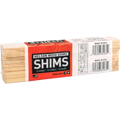 Nelson Wood Shims - Paquete de cuñas de madera de 8 pulgadas, madera natural de alto rendimiento, 100% secado al horno - 1 paquete (12 cuñas en
