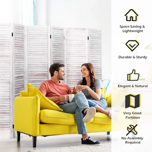 Miniatura 2 de Giantex biombo de 6 paneles para dividir habitaciones, de madera, plegable, no empotrado, estilo oriental, vertical