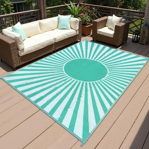 Miniatura 10 de Anidaroel Alfombras de exterior de 6 x 9 pies para patios, impermeables, reversibles, de plástico tropical, alfombra de campamento, alfombra grande