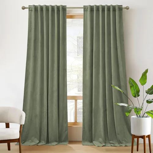 Miniatura 59 de RYB HOME - Cortinas de terciopelo beige, cortinas decorativas resistentes con pestaña trasera, cubierta de privacidad para oscurecer habitación