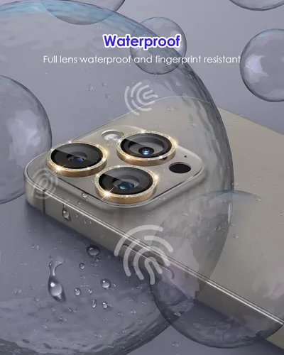 Miniatura 8 de Protector de lente de cámara con purpurina compatible con iPhone 15 Pro/iPhone 15 Pro Max, acrílico transparente más anillo de aleación de aluminio