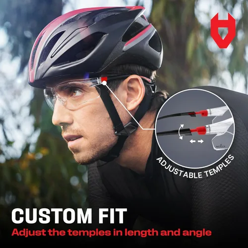 Miniatura 6 de NoCry Gafas de seguridad transparentes para hombres y mujeres con lentes envolventes antivaho y resistentes a los arañazos, patillas ajustables