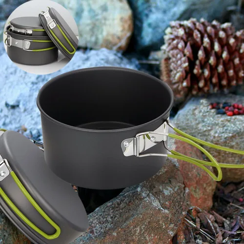 Miniatura 7 de Gutsdoor Juego de utensilios de cocina para camping, utensilios de fogata, equipo de cocina antiadherente, ligero, apilable, tazones con bolsa
