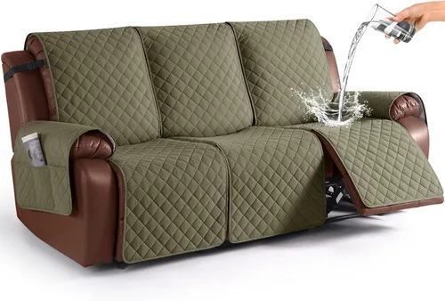 Miniatura 36 de KinCam Funda impermeable para sofá biplaza reclinable, fundas antideslizantes para sofá reclinable de 2 asientos, funda de sofá reclinable