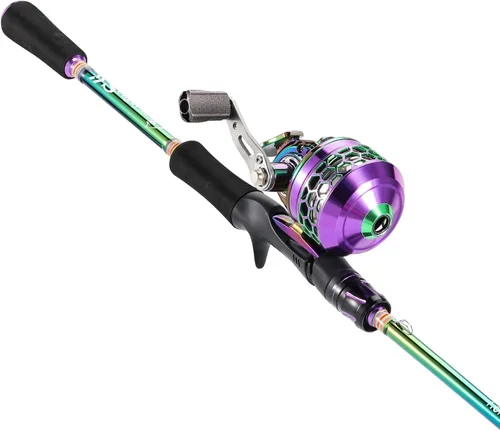 Sougayilang Combo de Carrete y Caña de Pescar, Dos Piezas de Caña de Peso Ligero y Portátil de Colores con Carrete de Pesca Spincast para Agua Dulce