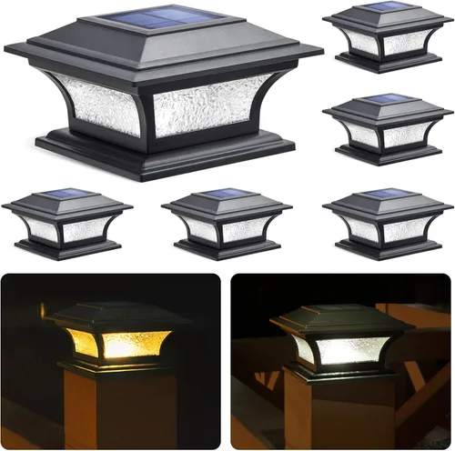 Miniatura 7 de SIEDiNLAR Luces solares de poste de vidrio para exteriores, luz LED para cerca, 2 modos para postes de 4 x 4, 5 x 5, 6 x 6 pulgadas, decoración