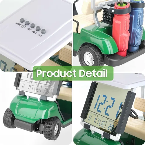 Miniatura 3 de 10L0L Mini carrito de golf, despertador, pantalla LCD, calendario, regalos de golf para hombres, aficionados, golfistas, recuerdo de carrera Verde