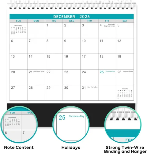Miniatura 3 de Calendario de escritorio 2026-2027 – Calendario de escritorio de julio de 2026 a diciembre de 2027, calendario de 10 x 8.3 pulgadas, calendario