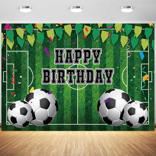Telón de fondo de fútbol de 5 x 3 pies para niños, fiesta temática de fútbol, fondo de fotografía, campo de fútbol, fiesta de cumpleaños para niños,