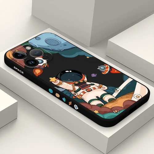 Miniatura 15 de LEECG Funda para iPhone 14 con Patrón de Flores de Mariposa de Astronauta, Forro de Microfibra Suave Anti-Rayones en el Interior, Cubierta
