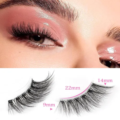 Miniatura 3 de FANXITON - Pestañas postizas de aspecto natural, pestañas de ojo de gato onduladas, banda transparente, 0.551 pulgadas, con aspecto de extensiones