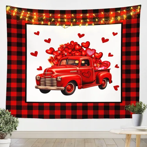 Miniatura 5 de Tapiz femenino de flores de rosas rojas, tapiz de pared para el día de San Valentín, decoración de habitación de niñas y mujeres, diseño de retazos
