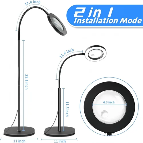 Miniatura 2 de Lupa de 10X con luz de tres colores de temperatura LED de altura ajustable luces de piso adecuadas para leer, artesanías y comerciantes de joyas