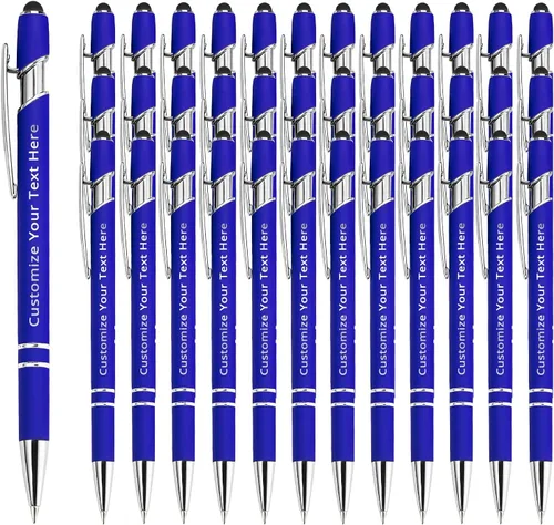 Miniatura 12 de Aolun 108 bolígrafos personalizados al por mayor con stylus grabado, bolígrafos personalizados, metal suave al tacto, grabado de nombre, logotipo