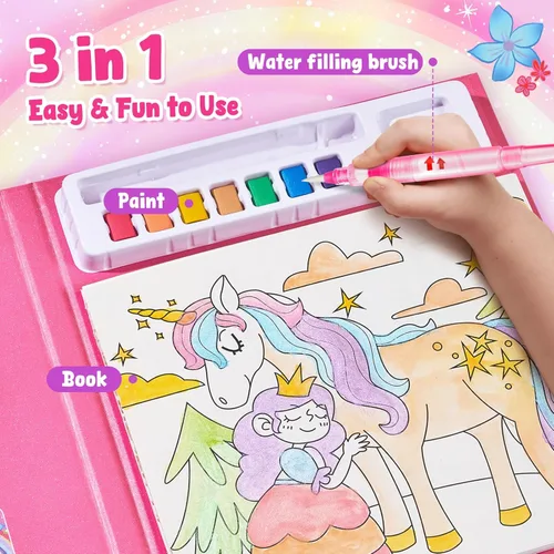Miniatura 3 de JoyCat Libros de colorear con pintura y agua para niños pequeños, juegos de pintura acuarela para niños de 3-5 4-8 años, juguete de dibujo