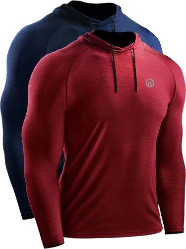 Miniatura 7 de NELEUS Camisa deportiva Dry Fit para hombre, para entrenamiento, correr, manga larga, con capucha