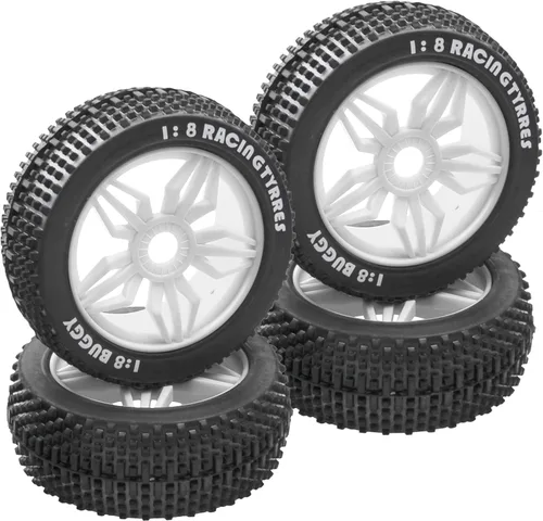 Miniatura 9 de ShareGoo OD 4.52 pulgadas 1/8 RC Buggy neumáticos de goma con 5 radios llanta de plástico hexagonal de 0.669 in compatible con Arrma Kyosho Exceed
