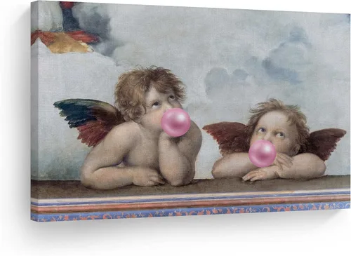 Miniatura 14 de Smile Art Design Obra maestra de Leonardo Da Vinci Mona Lisa - Lienzo impreso en lienzo con diseño de chicles rosados, pinturas famosas, arte