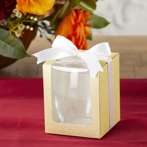 Miniatura 3 de Kate Aspen, Caja de regalo dorada brillante, regalo o recuerdo de fiesta, puede contener copas de vino sin tallo de 9 onzas (juego de 12)