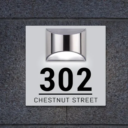 Miniatura 3 de Placa de puerta moderna solar personalizada, placa de dirección iluminada con placa LED personalizada, letrero acrílico iluminado LED, regalo