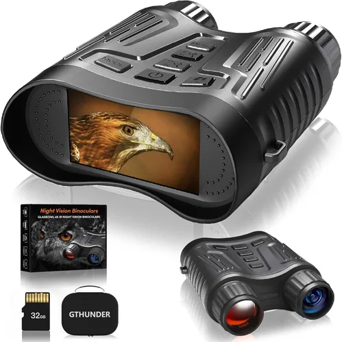 GTHUNDER Night Vision Goggles Binoculars with Remote Monitor on App | Crystal Clear 4K UHD Video & 52MP Full Color Photos on 4" HD Screen |10X Zoom