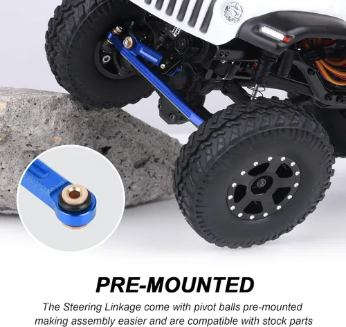 Miniatura 4 de Hobbypark Varilla de dirección de aluminio Enlaces de amarre de alto ajuste para Axial SCX24 Gladiator Bronco C10 JLU Deadbolt B17 1/24 RC Crawler