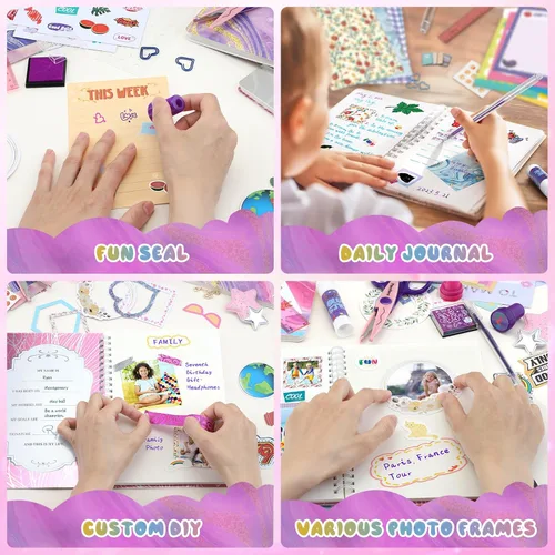 Miniatura 6 de PERRYHOME Juego de diario DIY de 2 paquetes para niñas - Juego de diario de más de 200 piezas para niñas preadolescentes y adolescentes, kits