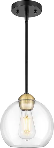 Miniatura 14 de Emak Luces colgantes modernas de globo de 7 pulgadas, lámparas colgantes industriales doradas, luces colgantes de 1 luz con pantalla de vidrio Oro
