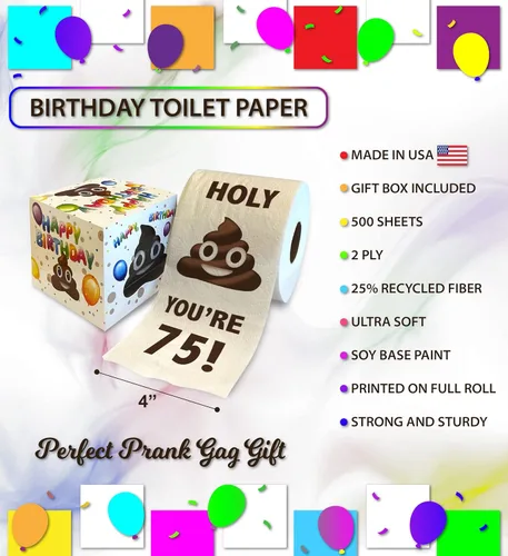 Miniatura 3 de Printed TP Holy You're 75 Birthday - Papel higiénico para regalo de cumpleaños 75, divertido regalo de cumpleaños, broma de papel higiénico, novedad