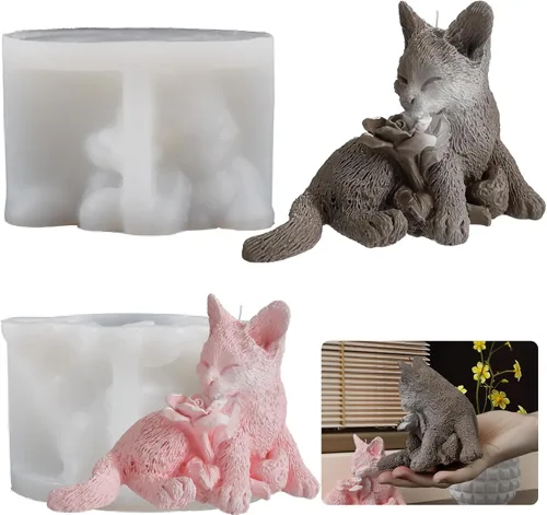 Miniatura 7 de Moldes de resina para hacer jabón de gato rosa animal moldes de fundición de arcilla de silicona para decoración del hogar 3D molde de arcilla Rosa