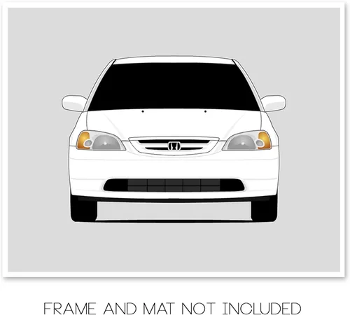 Miniatura 2 de Custom Car Posters Póster hecho a mano compatible con Honda Civic Coupé (2000-2005) de 7ª generación, decoración de pared EX HX LX (EM EP ES UE)