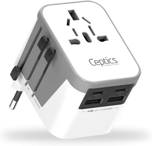 Miniatura 10 de Ceptics Adaptador de enchufe de viaje internacional de 5 piezas, ideal para teléfonos celulares, cargadores de batería, computadoras portátiles