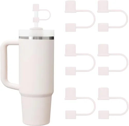 Miniatura 23 de 6 piezas de cubiertas de pajita de silicona con tapa compatible con vaso Stanley de 30-40 oz con mango, tapa de 10 mm, cubiertas de pajita a prueba