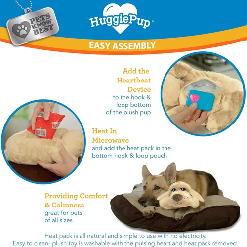 Miniatura 4 de Pets Know Best presents HuggiePup - Juguete de ayuda conductual para cachorros, ideal para entrenamiento de jaulas, latidos cardíacos pulsantes