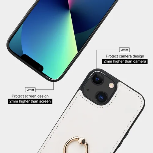 Miniatura 8 de Folosu Compatible con iPhone 13 Funda cartera con tarjetero con rotación de 360°, soporte de anillo de dedo con función atril, bloqueo RFID, piel