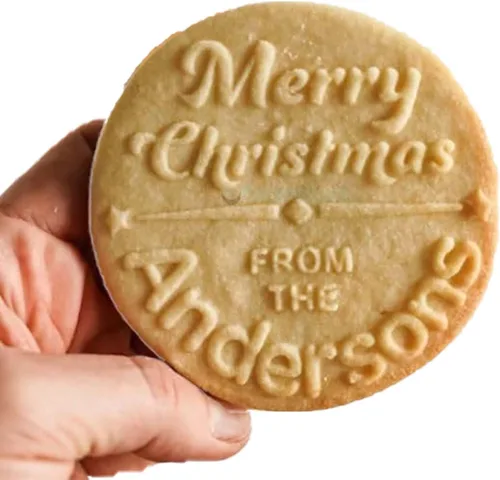 Miniatura 15 de Cortadores de galletas de Navidad personalizados 2023 con sello de galletas de Feliz Navidad para hornear, cortadores de galletas de azúcar